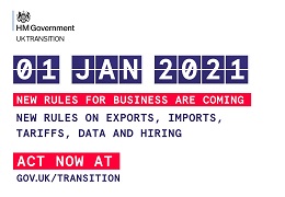 HM Government - UK Transition. 1 Jan 2021. New rules for business are coming. New rules on exports, imports, tariffs, data and hiring. Act now at gov.uk/transition